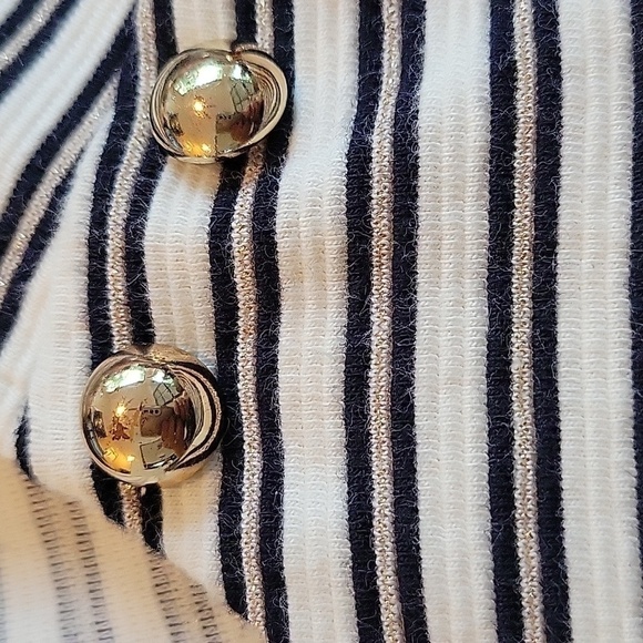 TALBOTS xl off-white & black stripe with metallic threading knit top - Picture 3 of 5